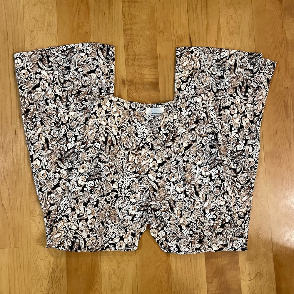 Anthropologie Floral Patterned Wide-Leg Pants